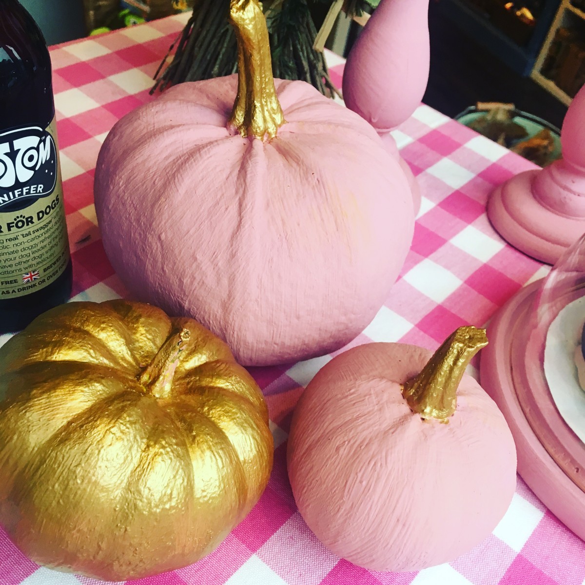 Pink and gold pumpkins